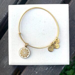 Alex and Ani “Lemon Slice” Charm Bangle in Gold Finish Expands 2.0" - 3.5"